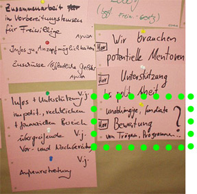 Ideensammlung auf einer Konferenz ehemaliger Freiwilliger